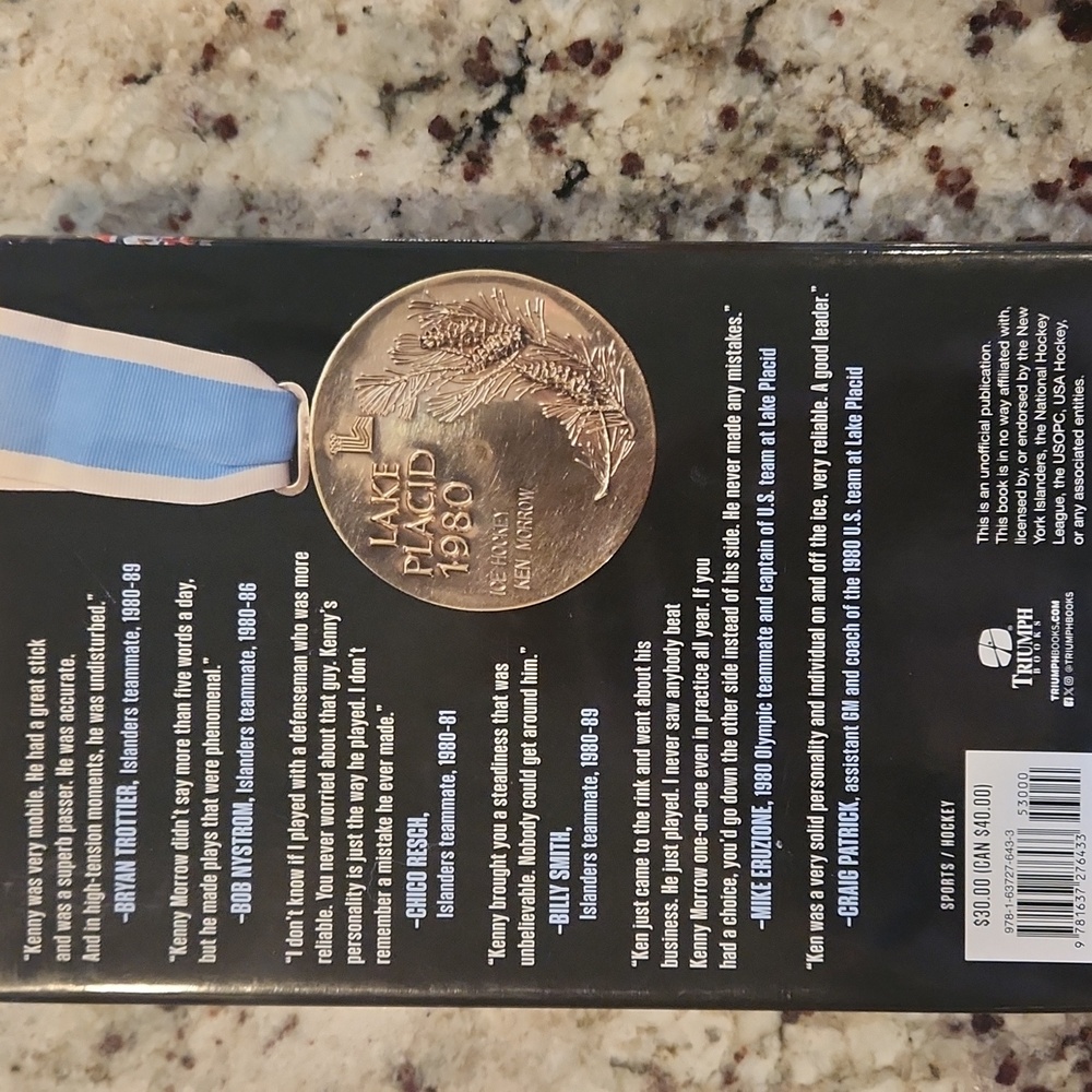 2/$20 Ken Morrow Miracle Gold, Four Stanley Cups & Islanders Hockey Hardcover - Picture 2 of 3